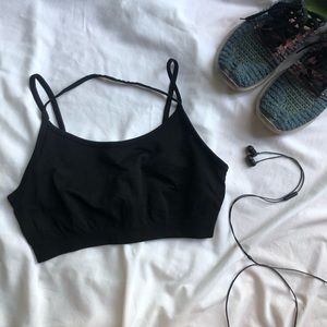 Fabletics Double Strap/Halter Black Bralette